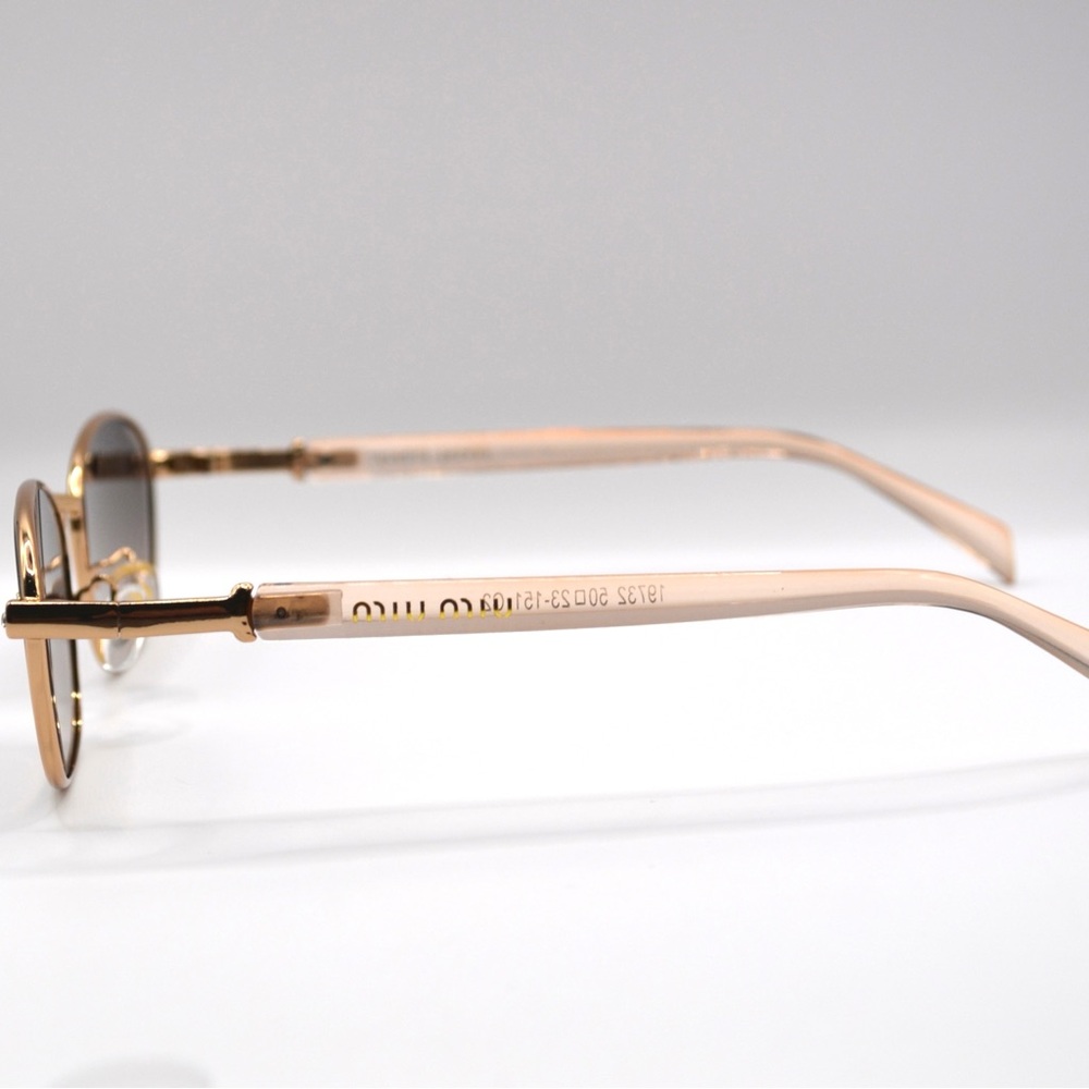 MIU MIU Women’s Metal Sunglasses | Gold & Nude | Brown Gradient Lenses | New - Picture 13 of 16